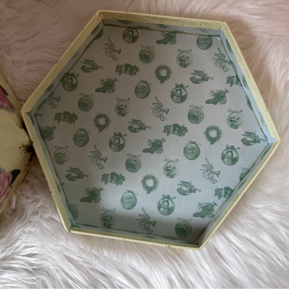 Vintage Box Floral Roses Hexagonal with Lid - Picture 4 of 8